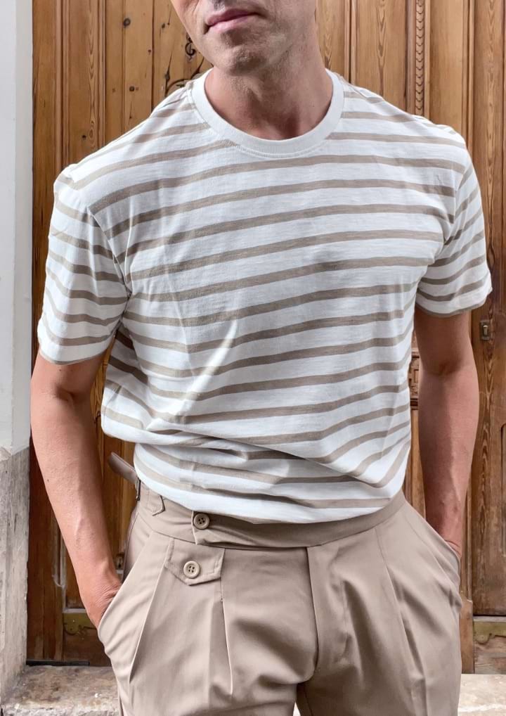 Camiseta rayas hombre "Gondoliere" beige
