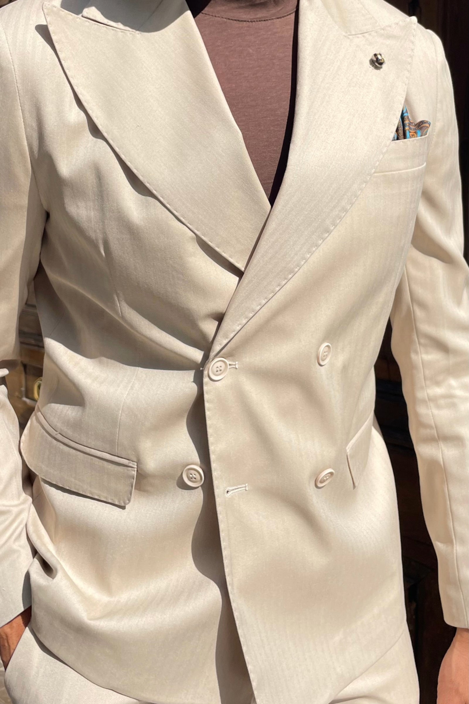 Traje cruzado Quattro bottoni spiga