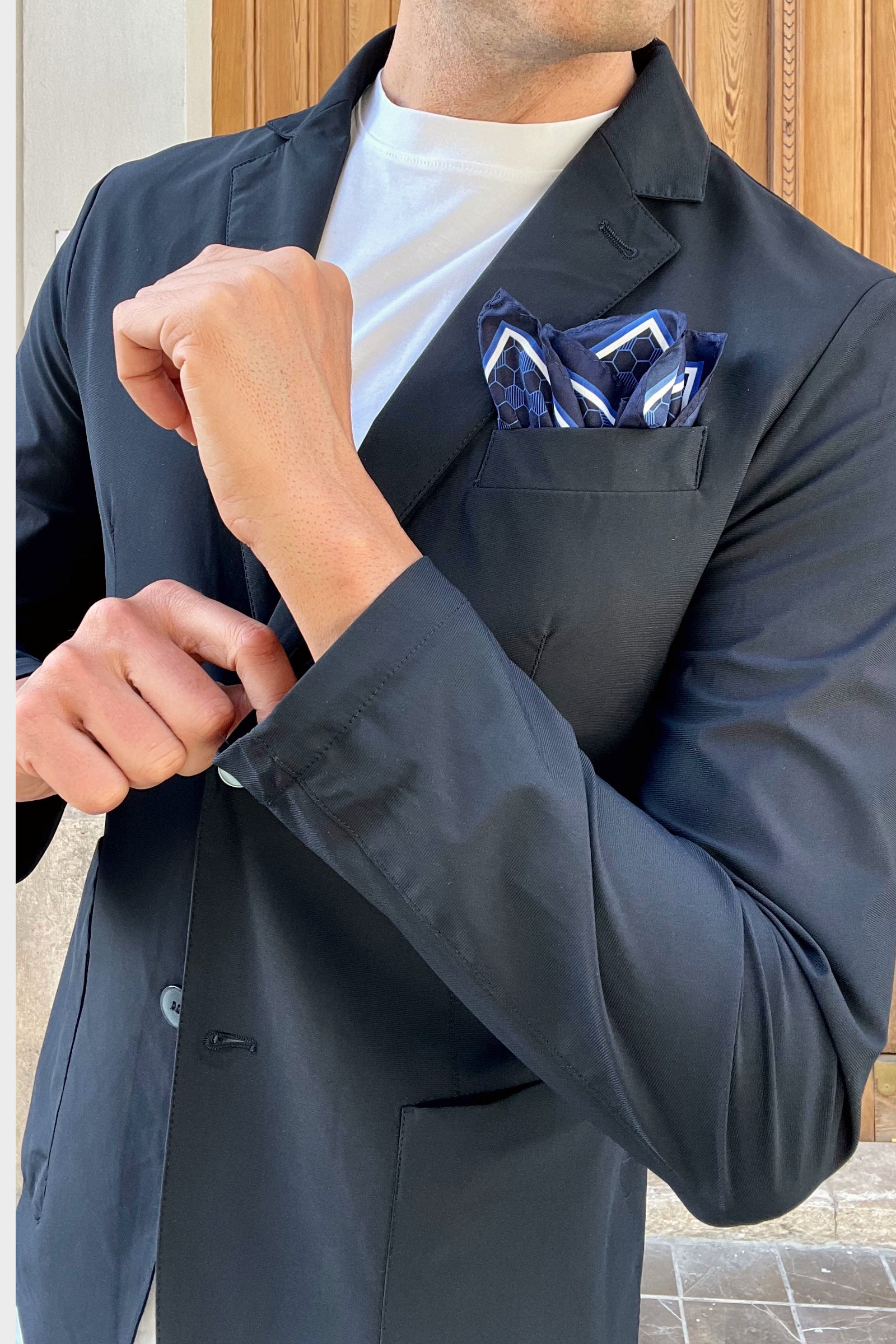 Americana del traje técnico casual-elegante para hombre. Azul marino.