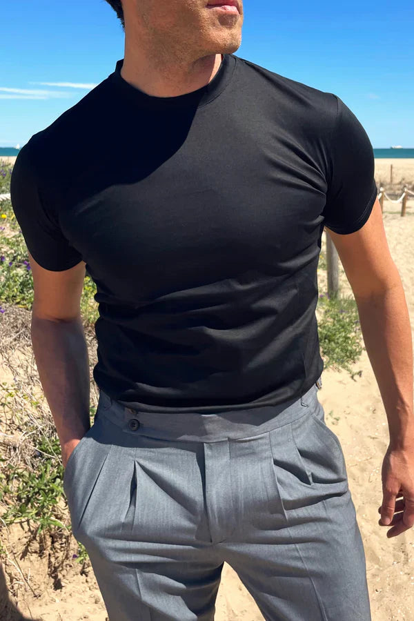camiseta hombre negra de vestir