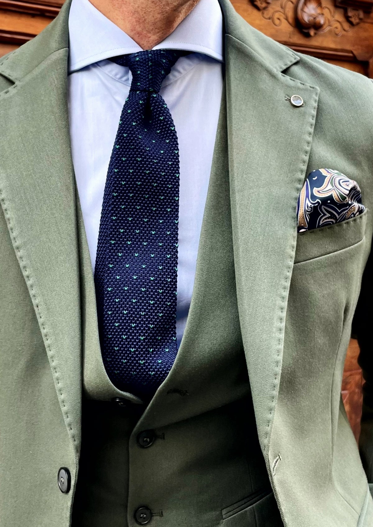 Corbata tricot pois