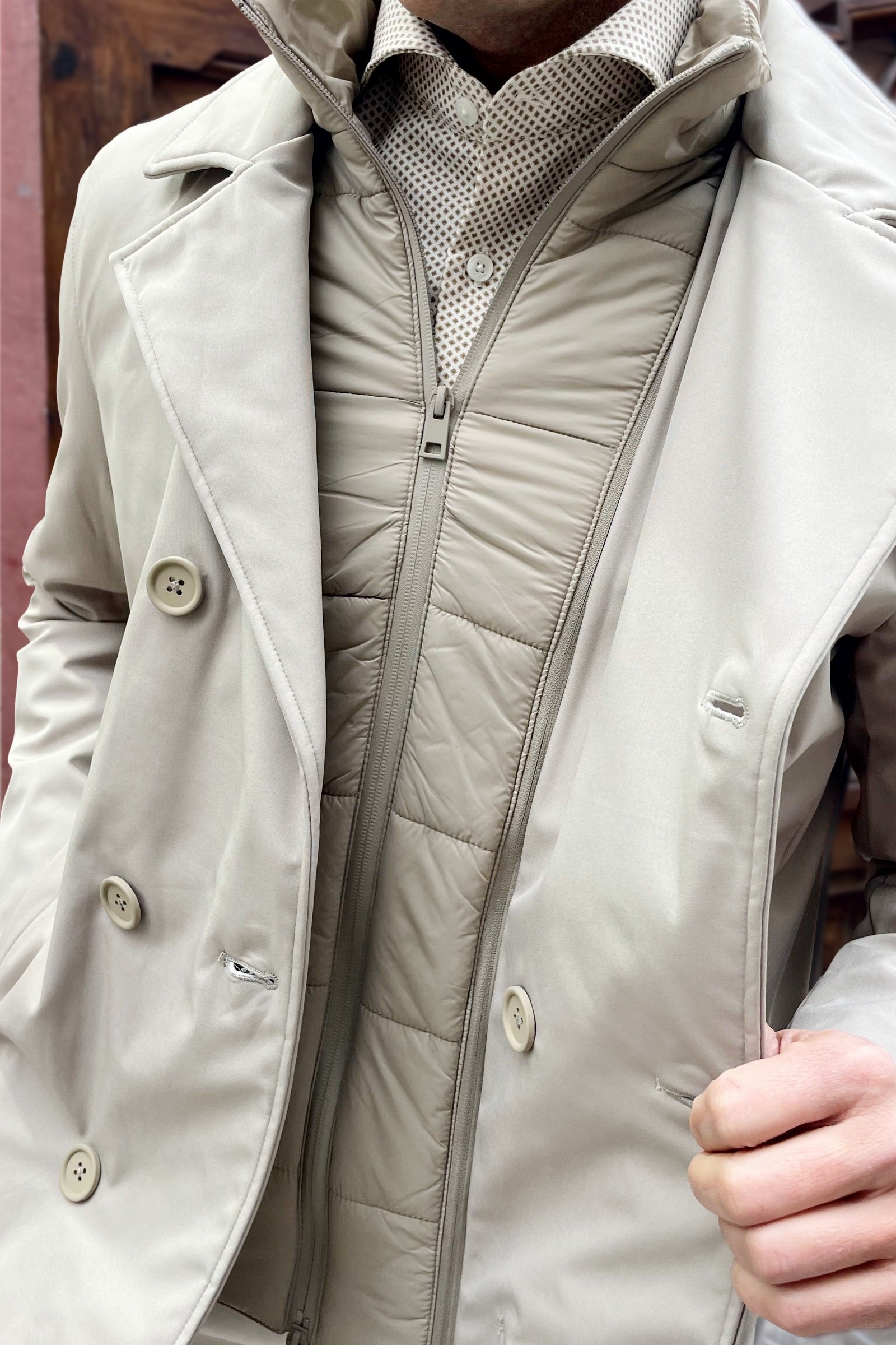 Cremallera interior de fijación del chaleco térmico desmontable en chaqueta técnica Marinaio