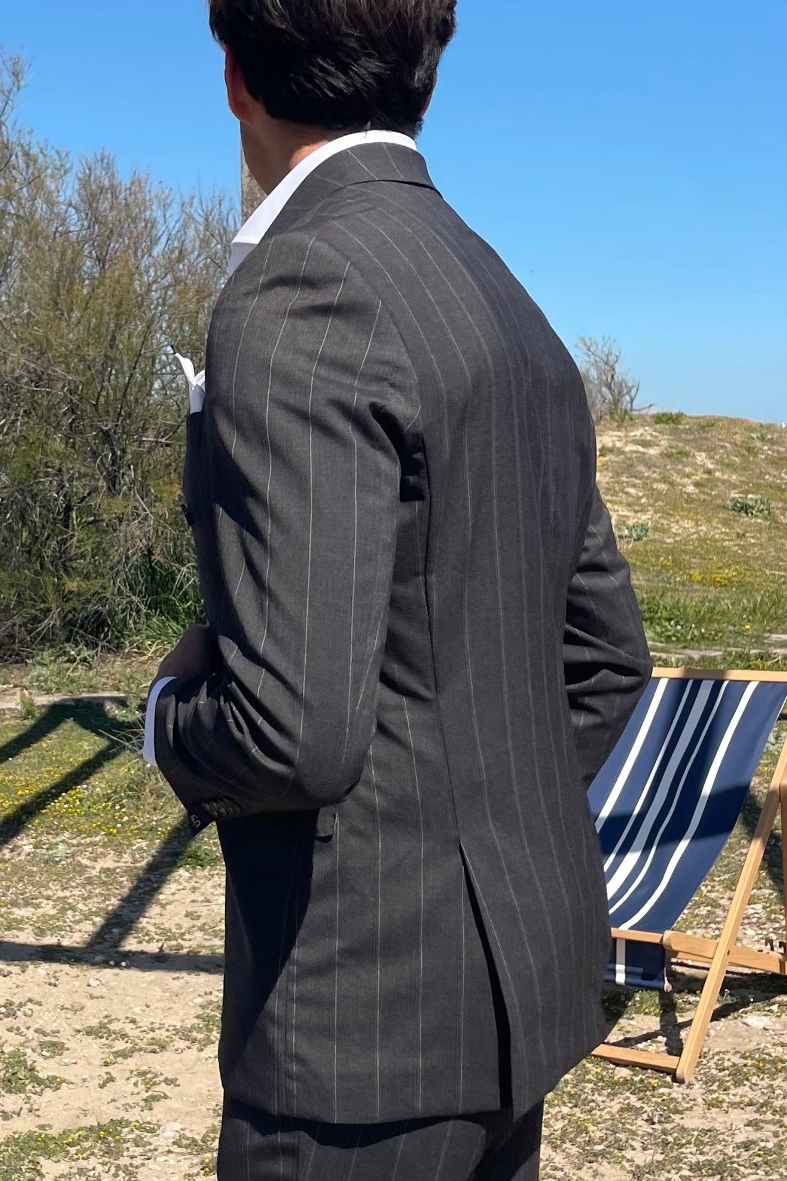Traje cruzado rayas Agnelli