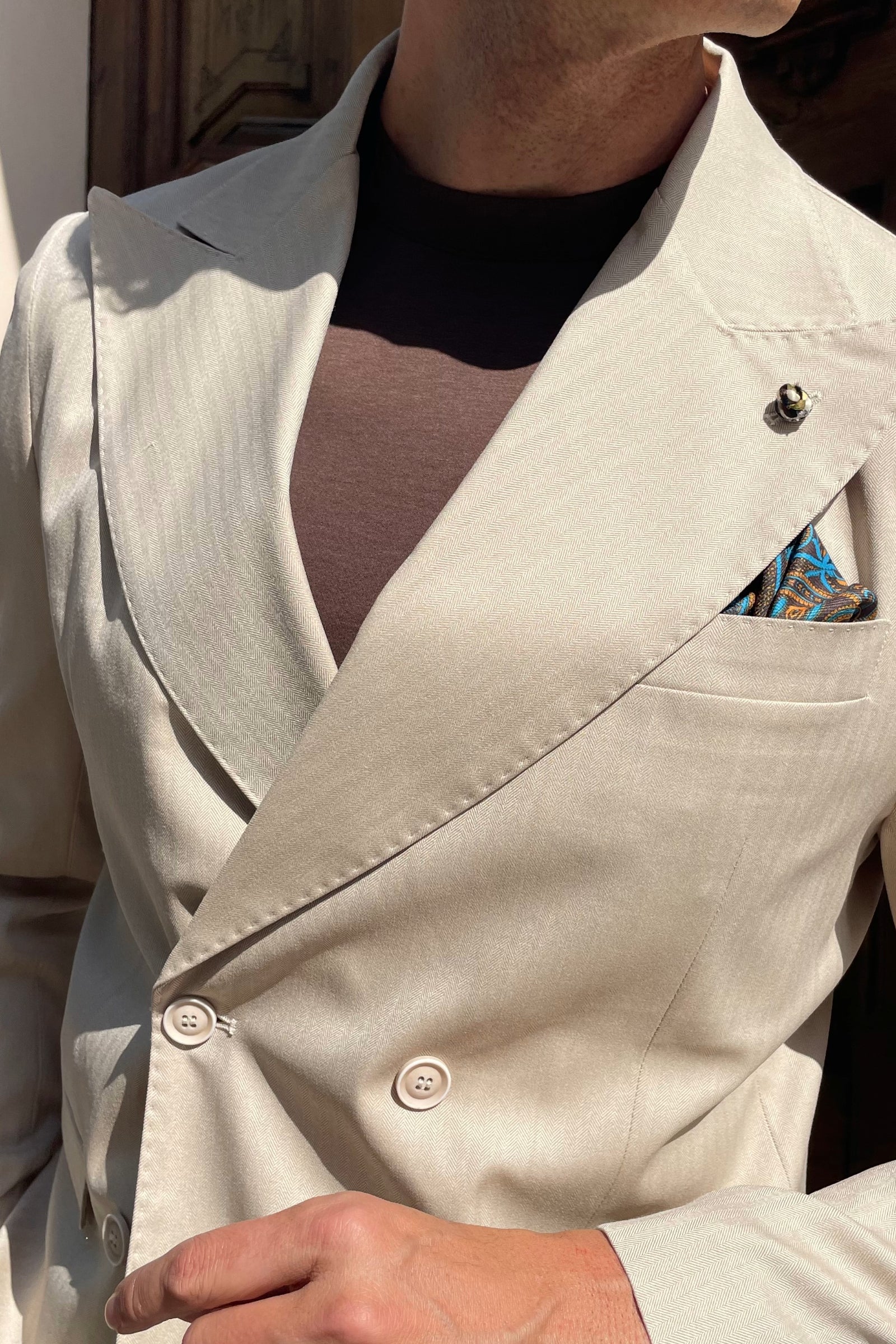 Traje cruzado Quattro bottoni spiga