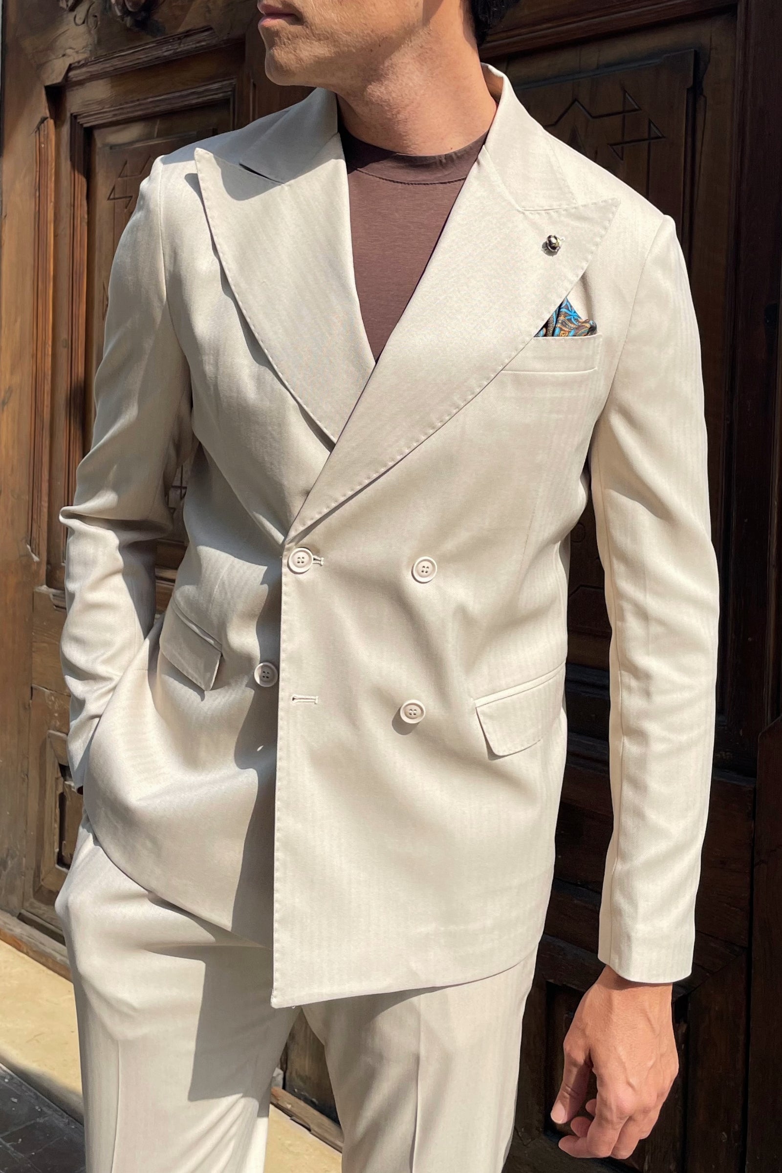Traje cruzado Quattro bottoni spiga