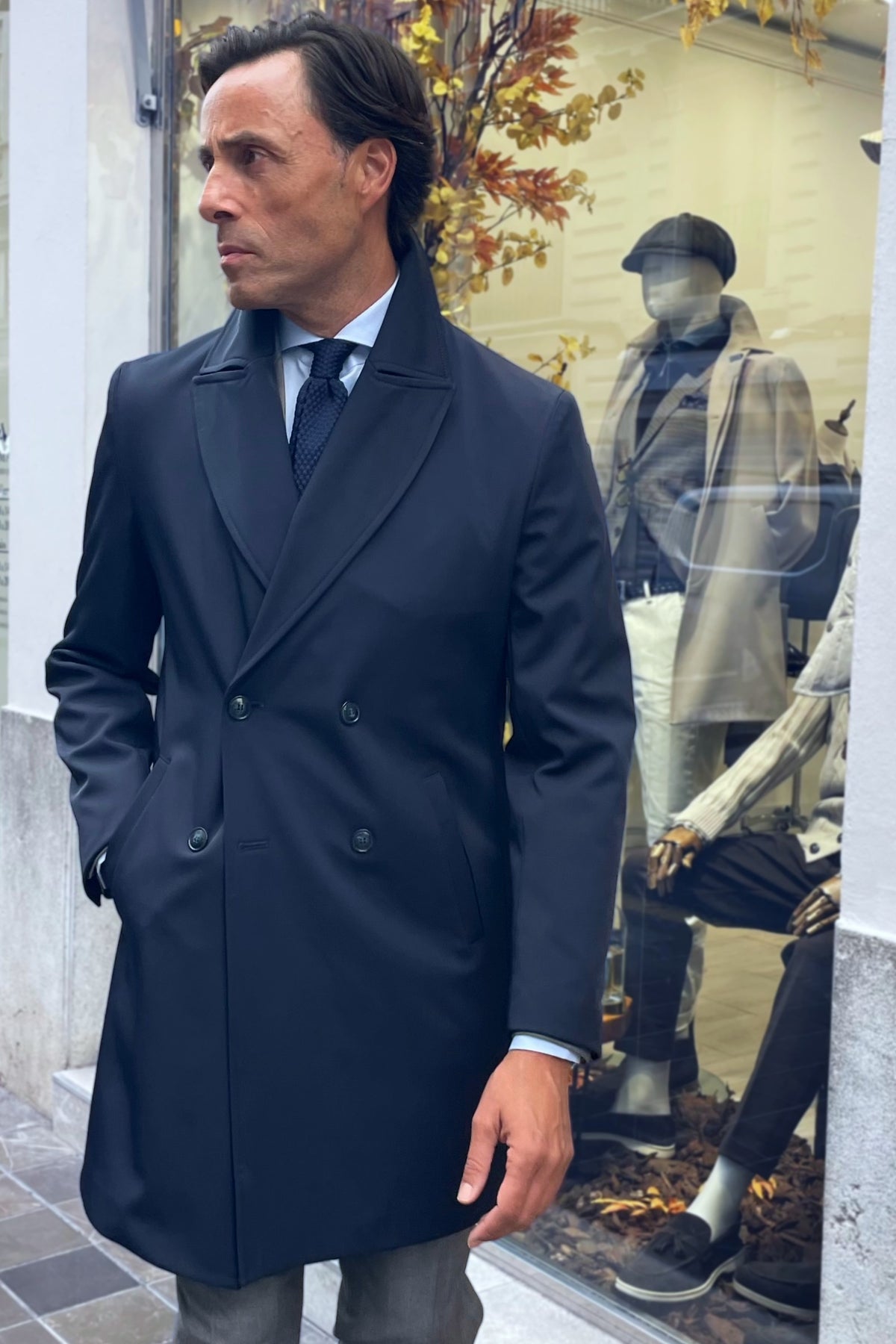 Gabardina azul marino para hombre Eduardo