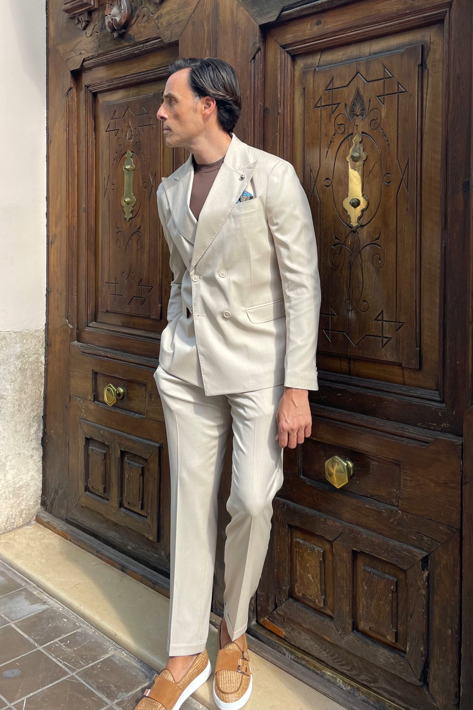 Traje cruzado Quattro bottoni spiga