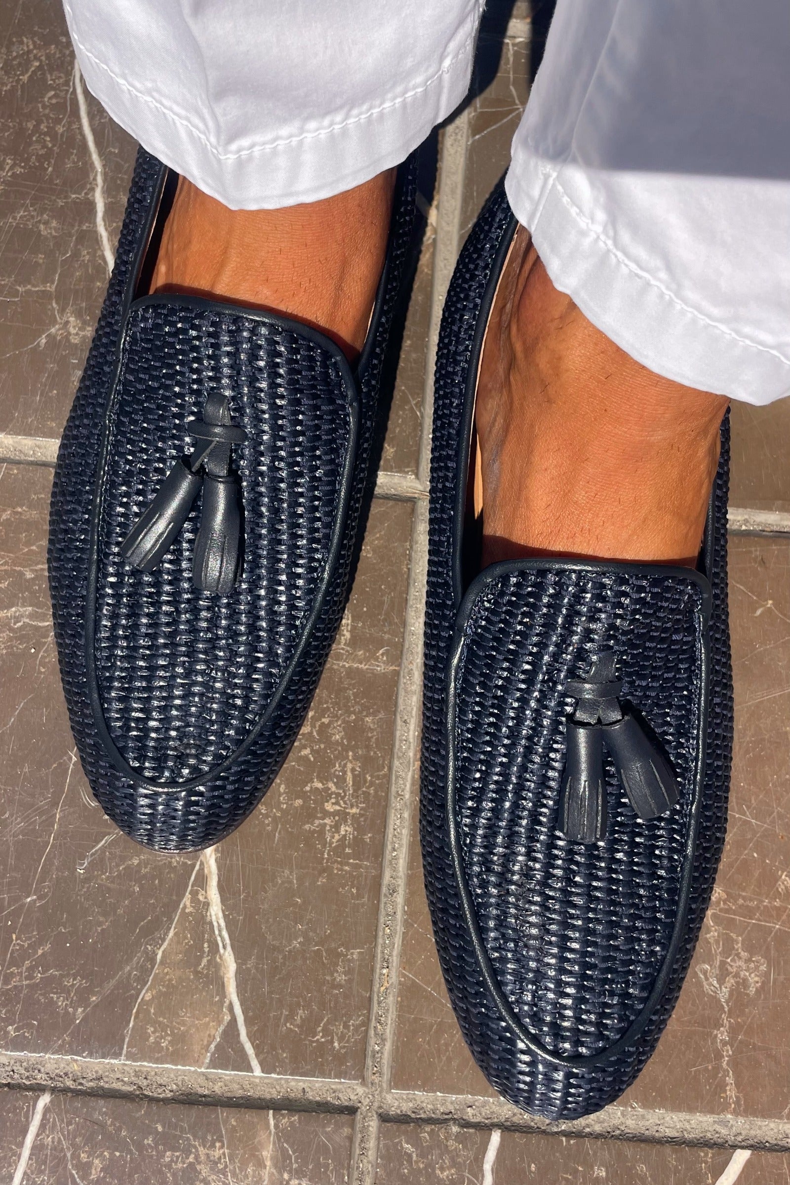 Mocasín rafia borlas