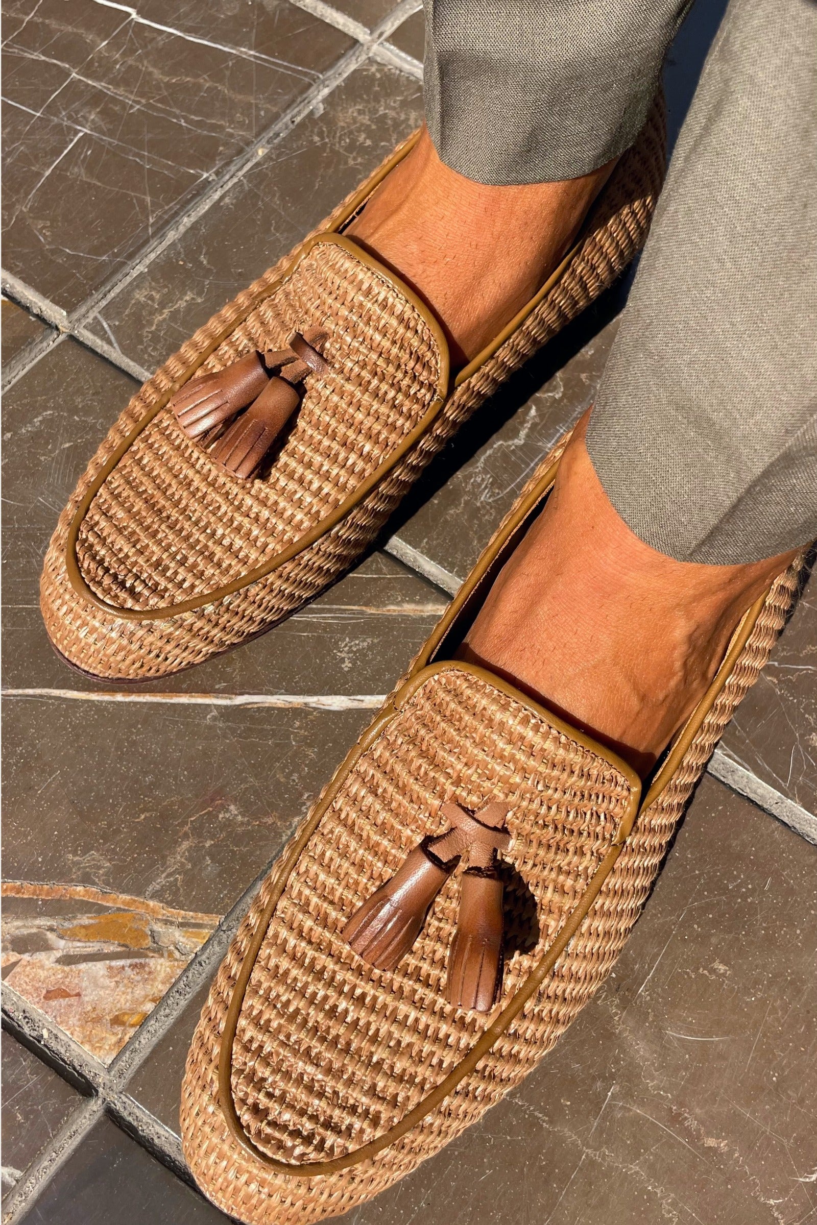 Mocasín rafia borlas