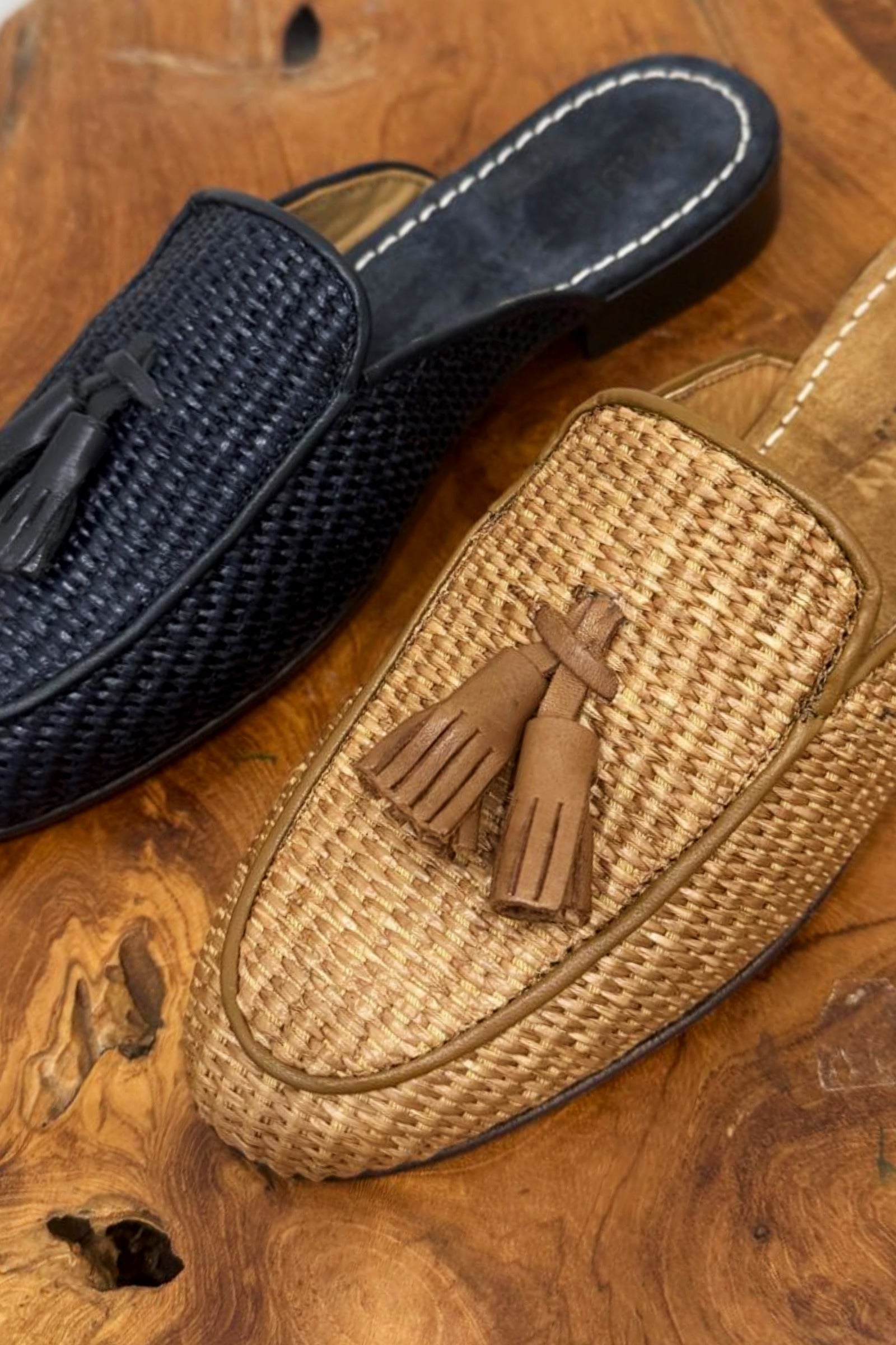Mules rafia borlas