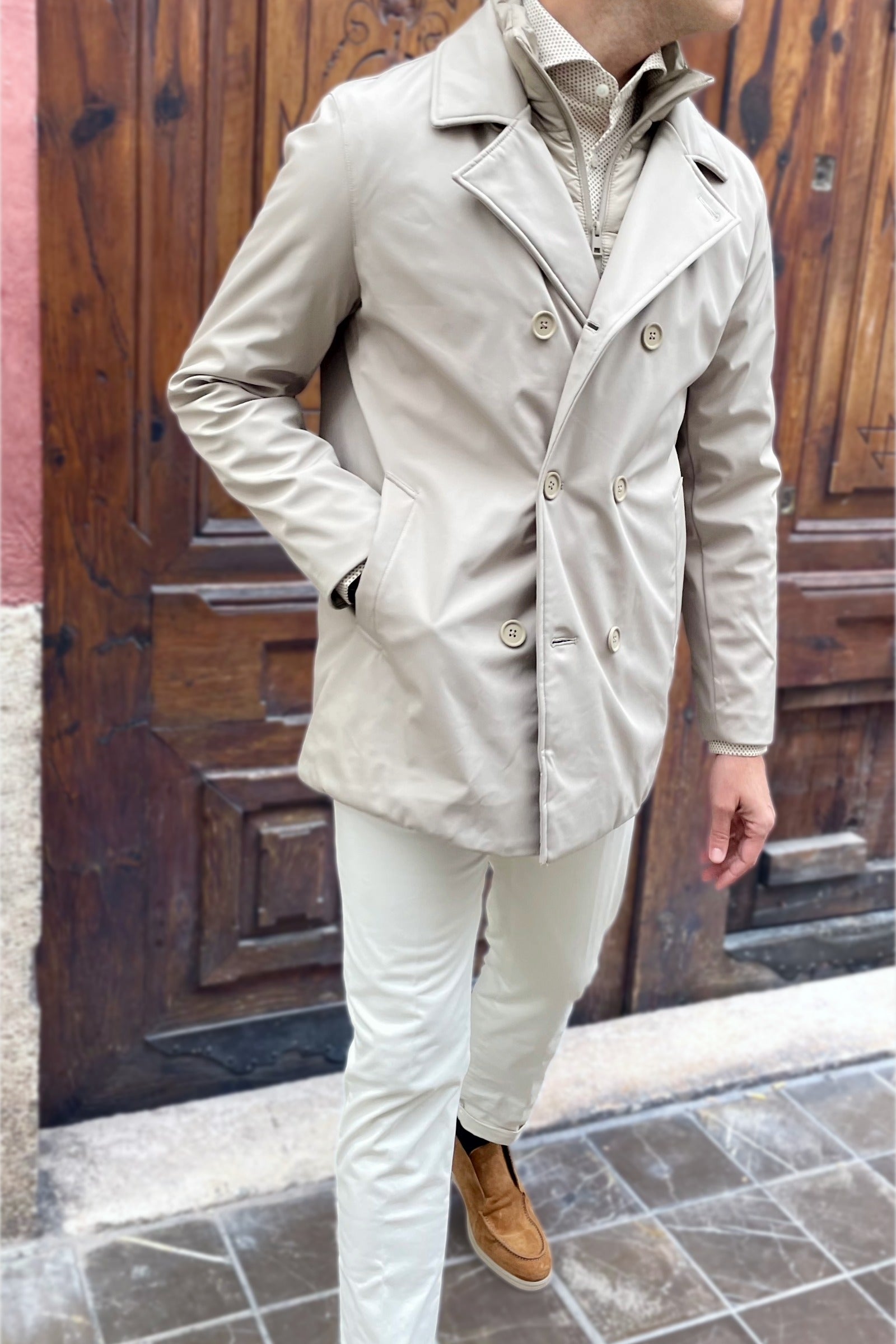 Chaqueta acolchada de invierno para hombre Marinaio con doble botonadura, cuello alto y sistema 2 en 1 con chaleco desmontable