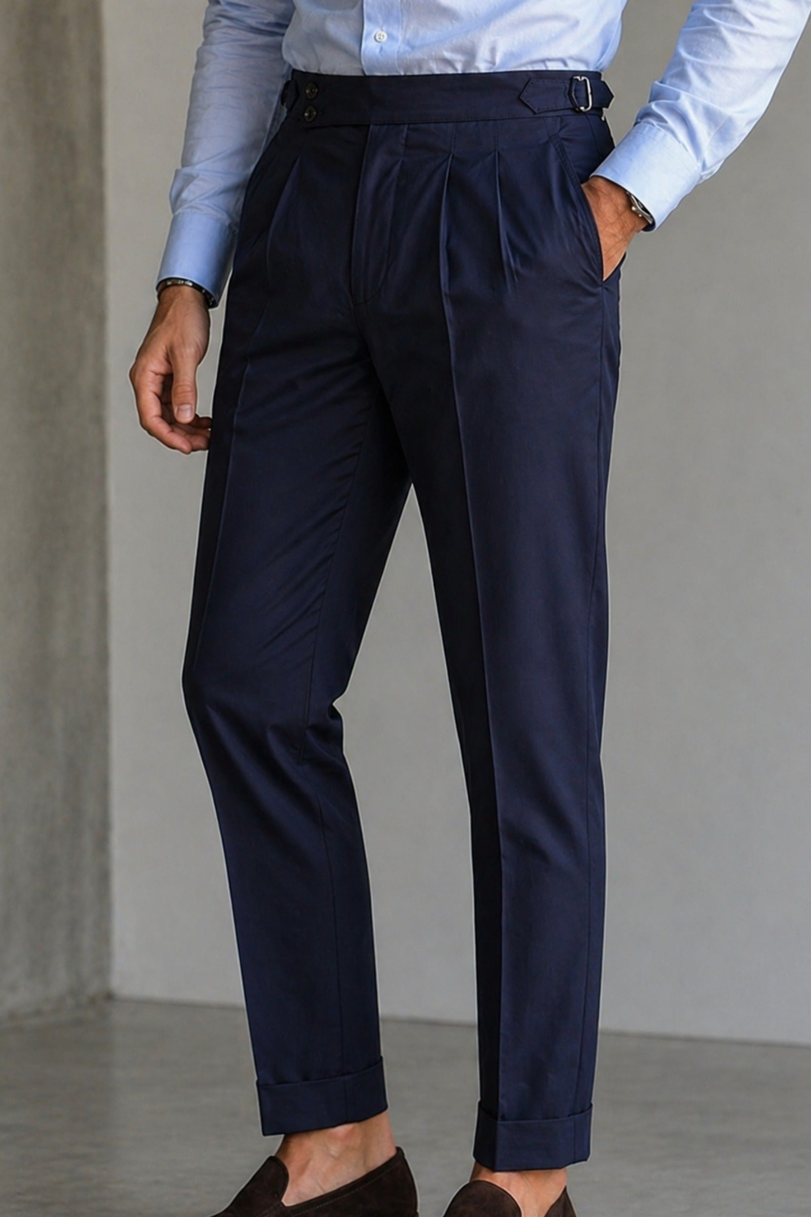 Pantalón gurkha hombre azul marino tejido técnico