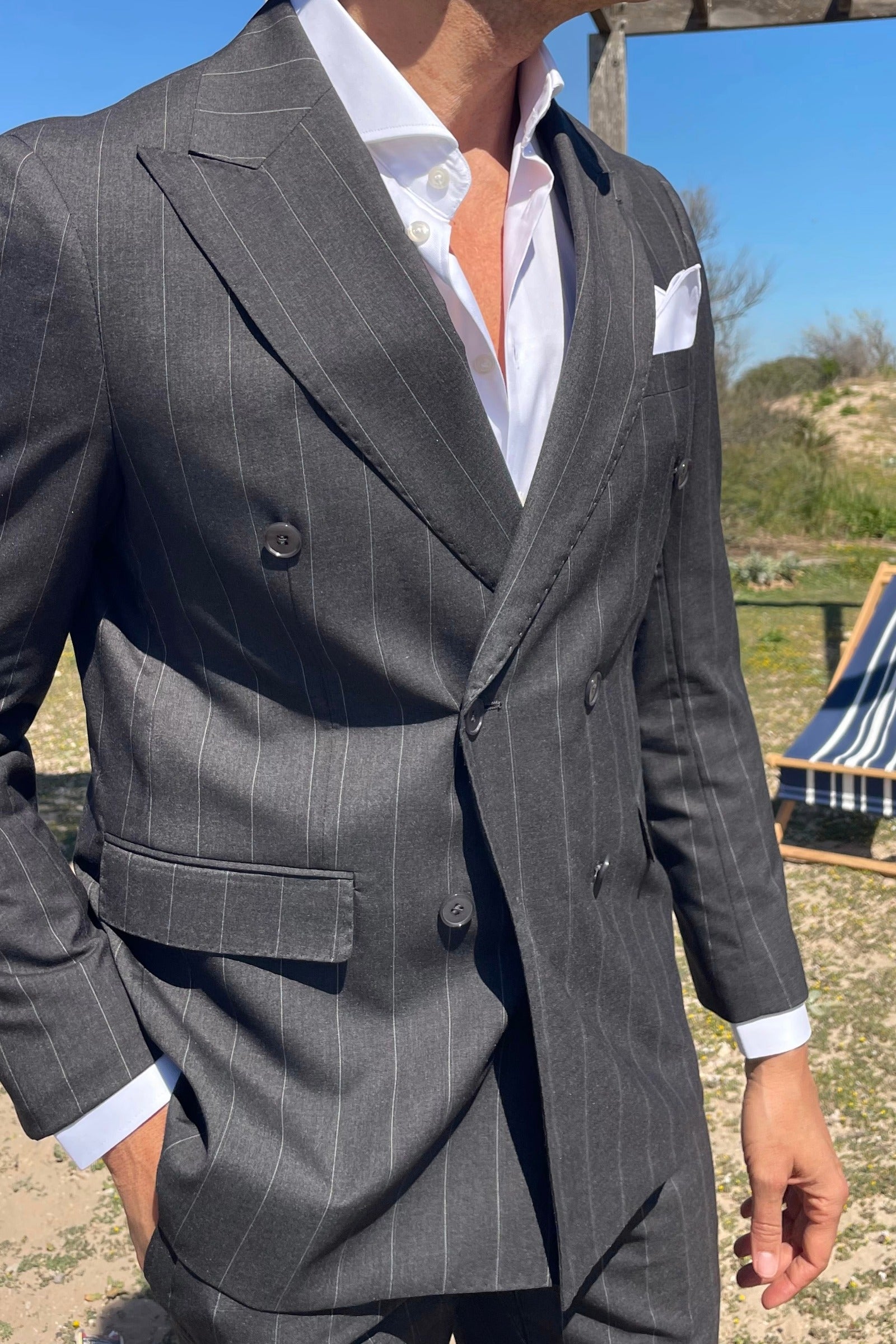 Traje cruzado rayas Agnelli