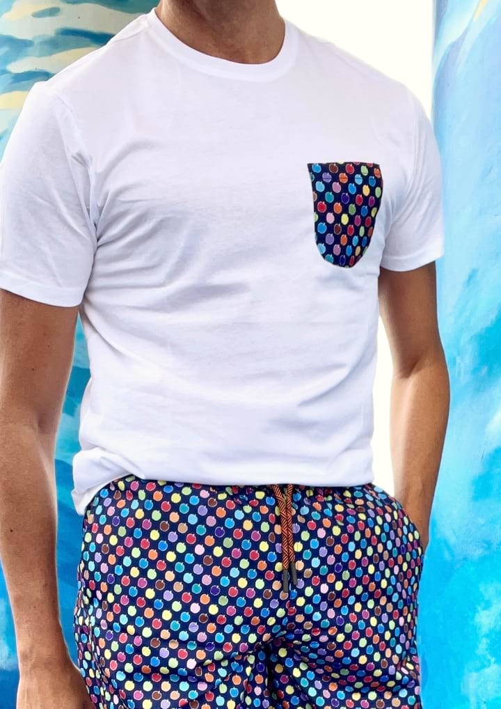 Camiseta blanca de hombre bolsillo "Mela"