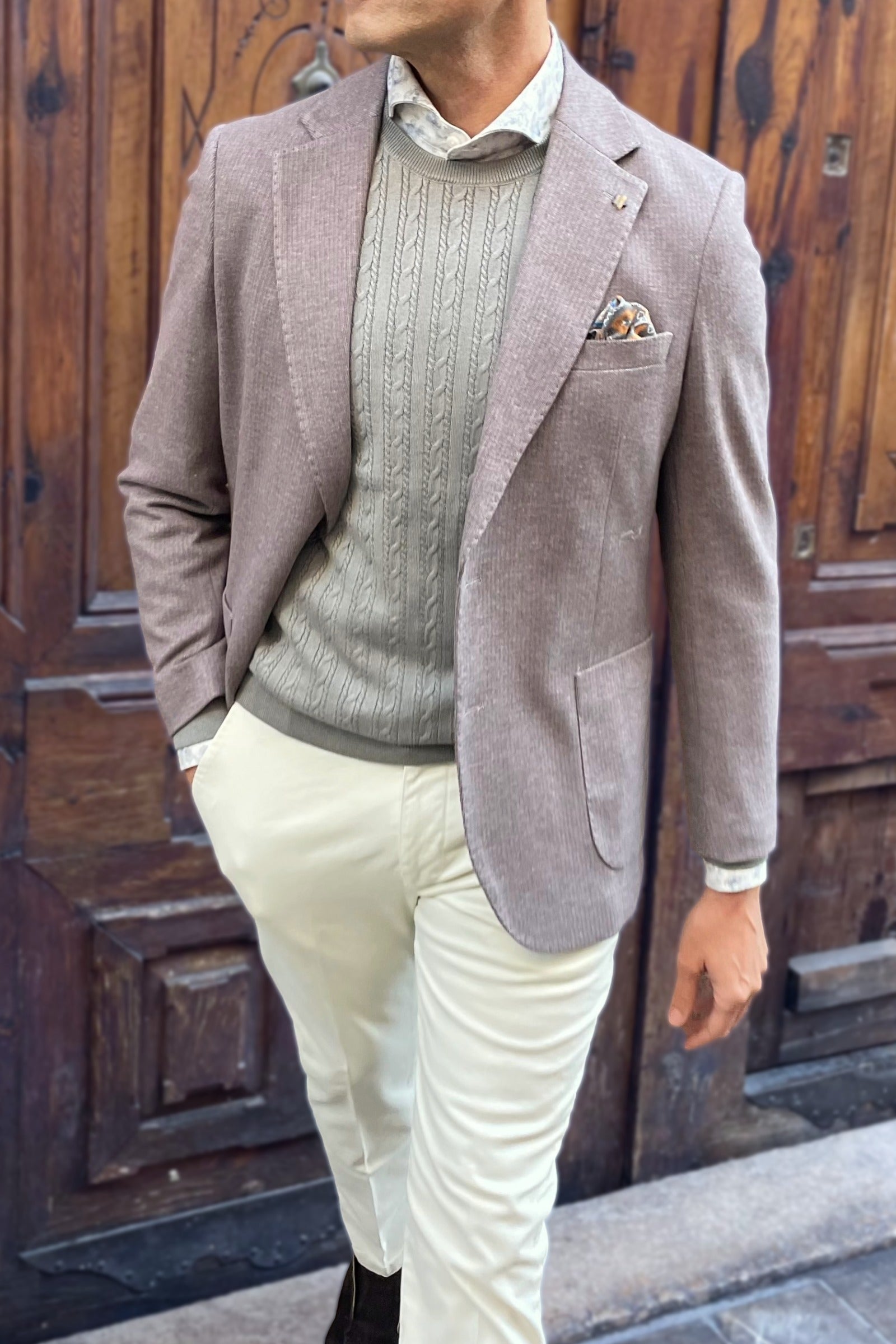 Americana marrón claro de hombre para invierno con estilo italiano