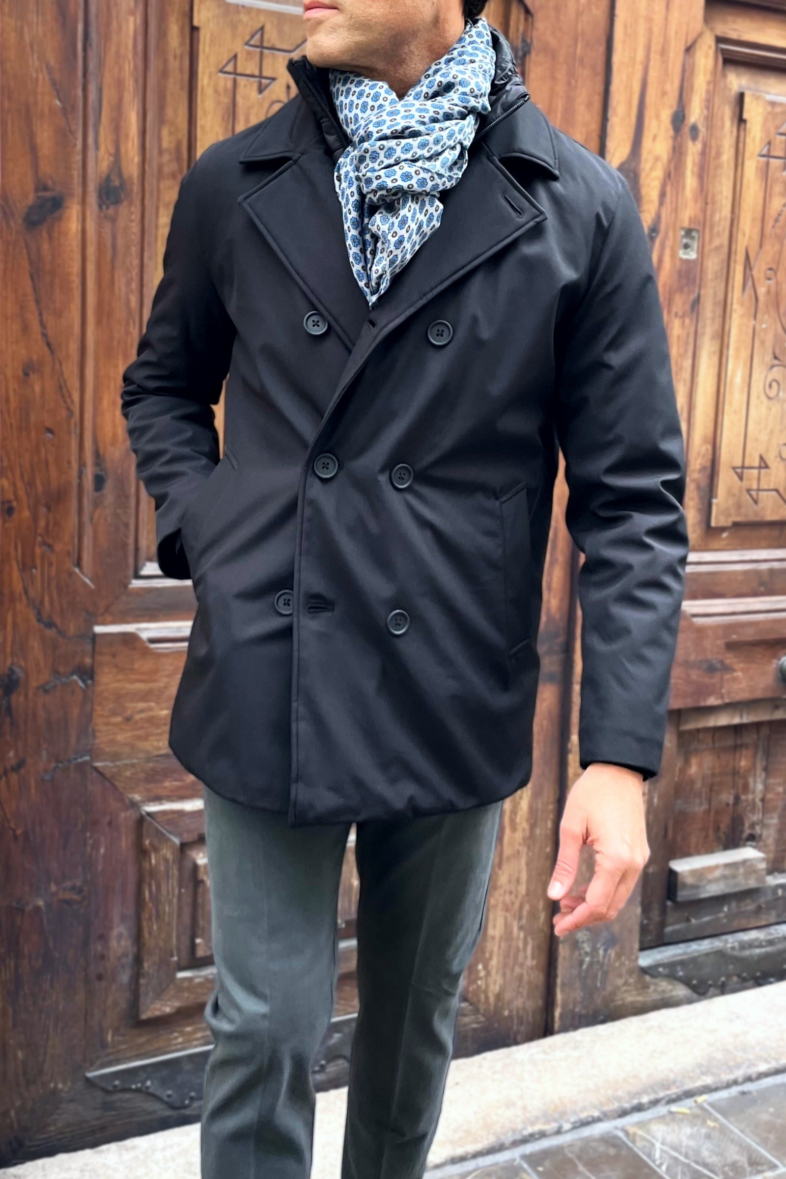 Corte cruzado con doble botonadura de la chaqueta técnica de invierno Marinaio para hombre