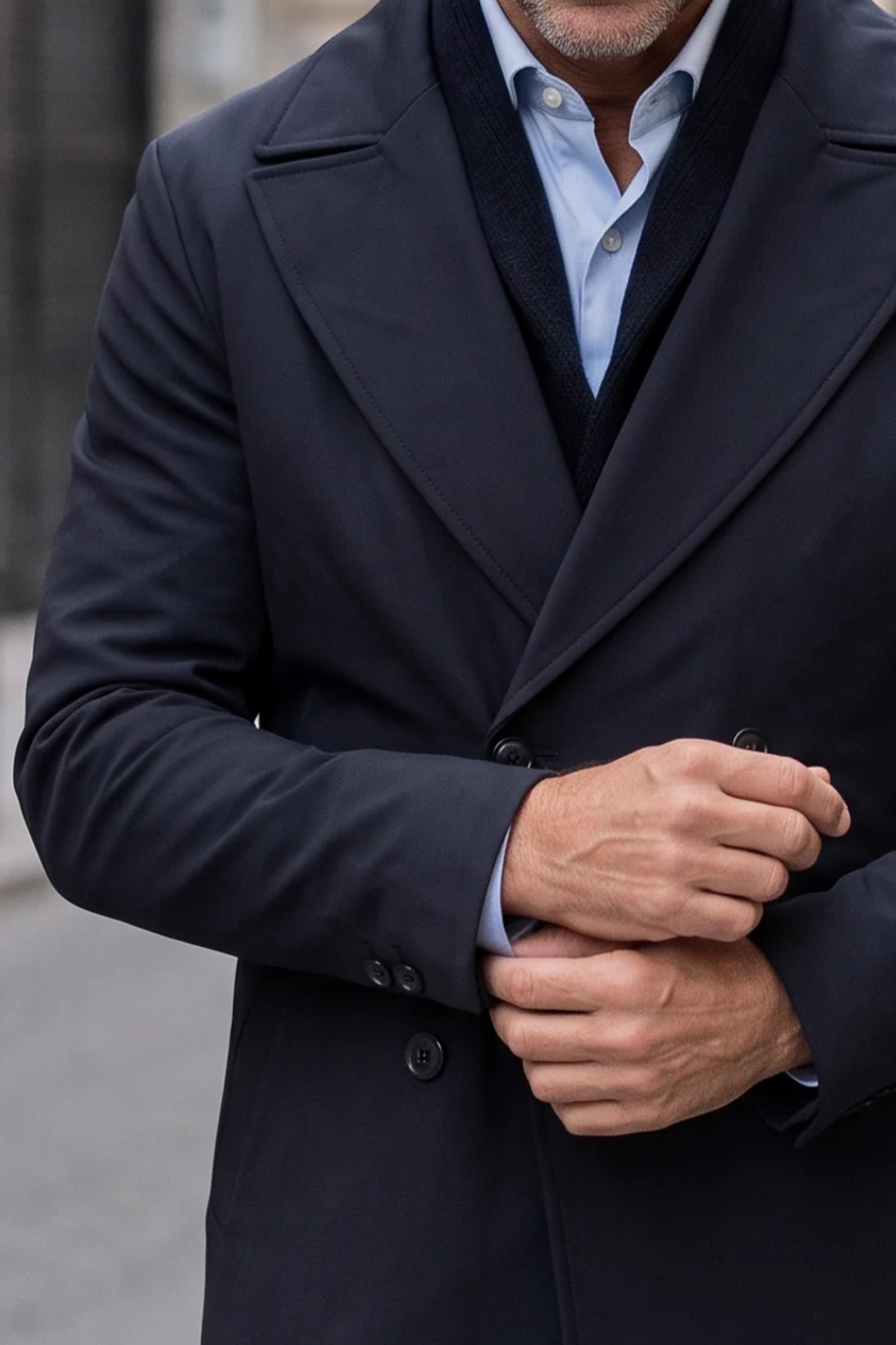 Gabardina hombre azul marino
