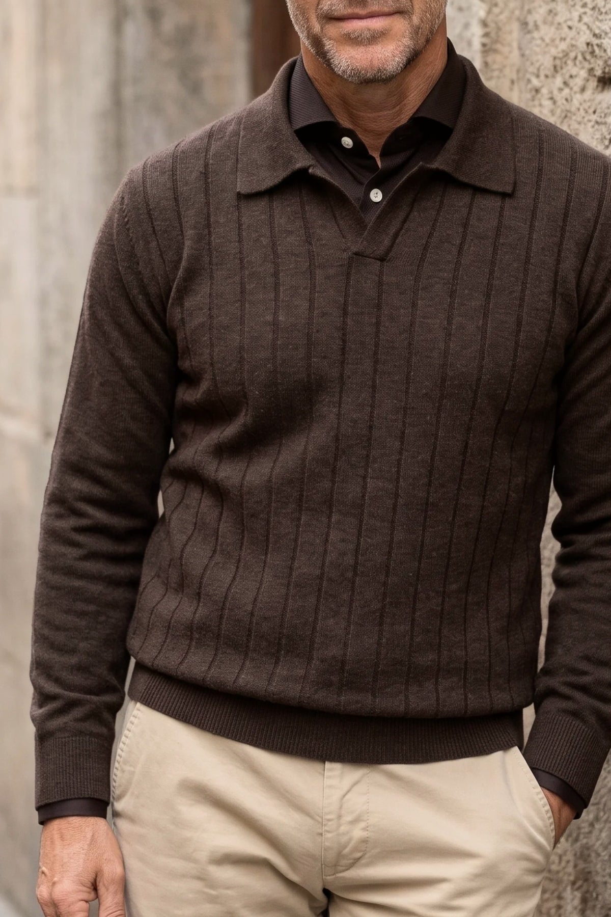 Polo sin botones hombre - Torino marrón