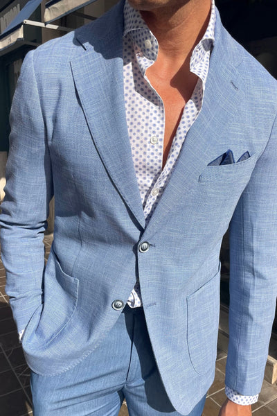 americana de hombre azul celeste Romeo