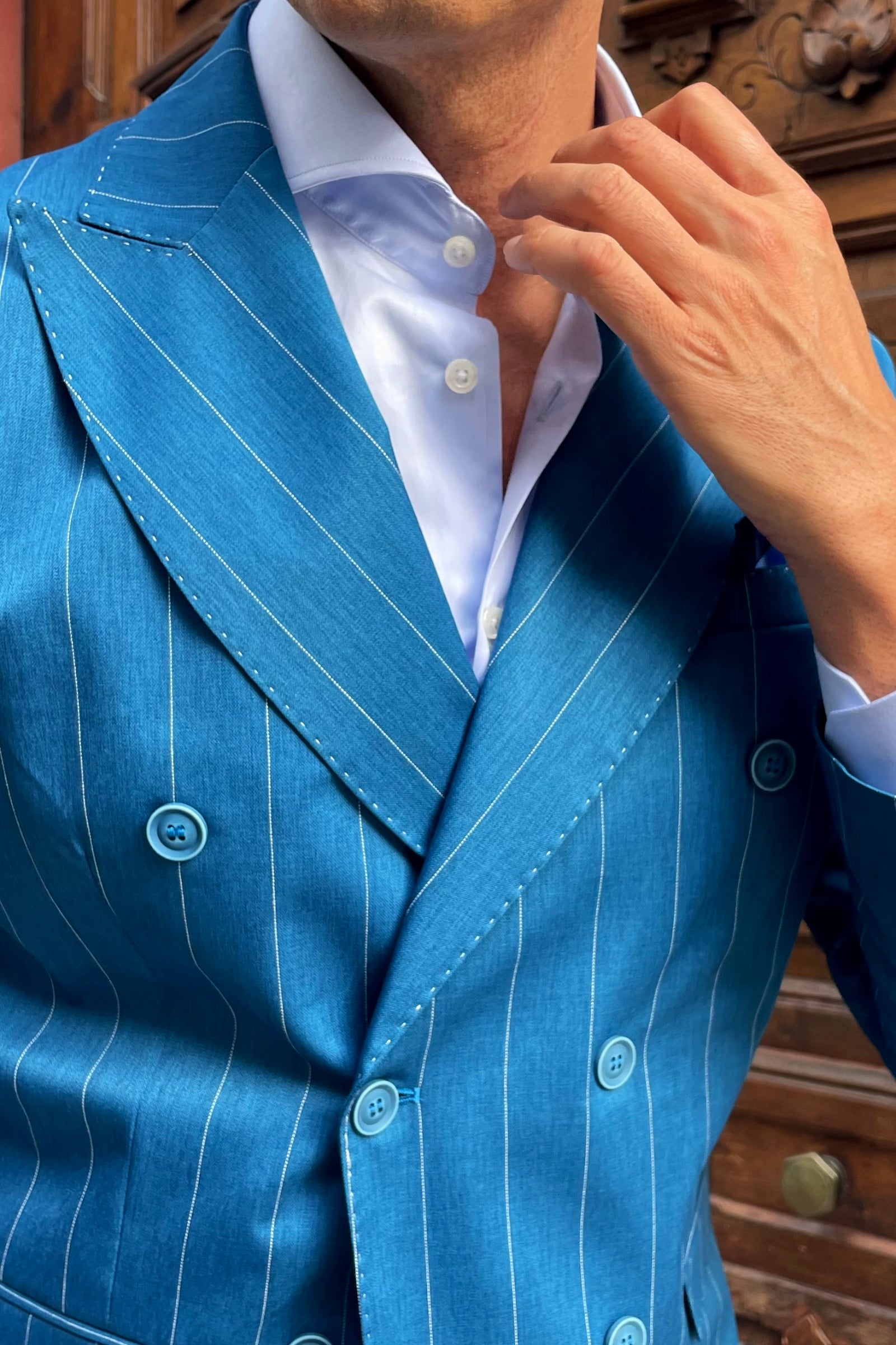 Traje de hombre raya diplomática azul royal