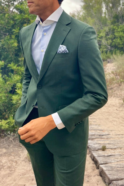 Video Traje verde de hombre Ischia. Fit italiano