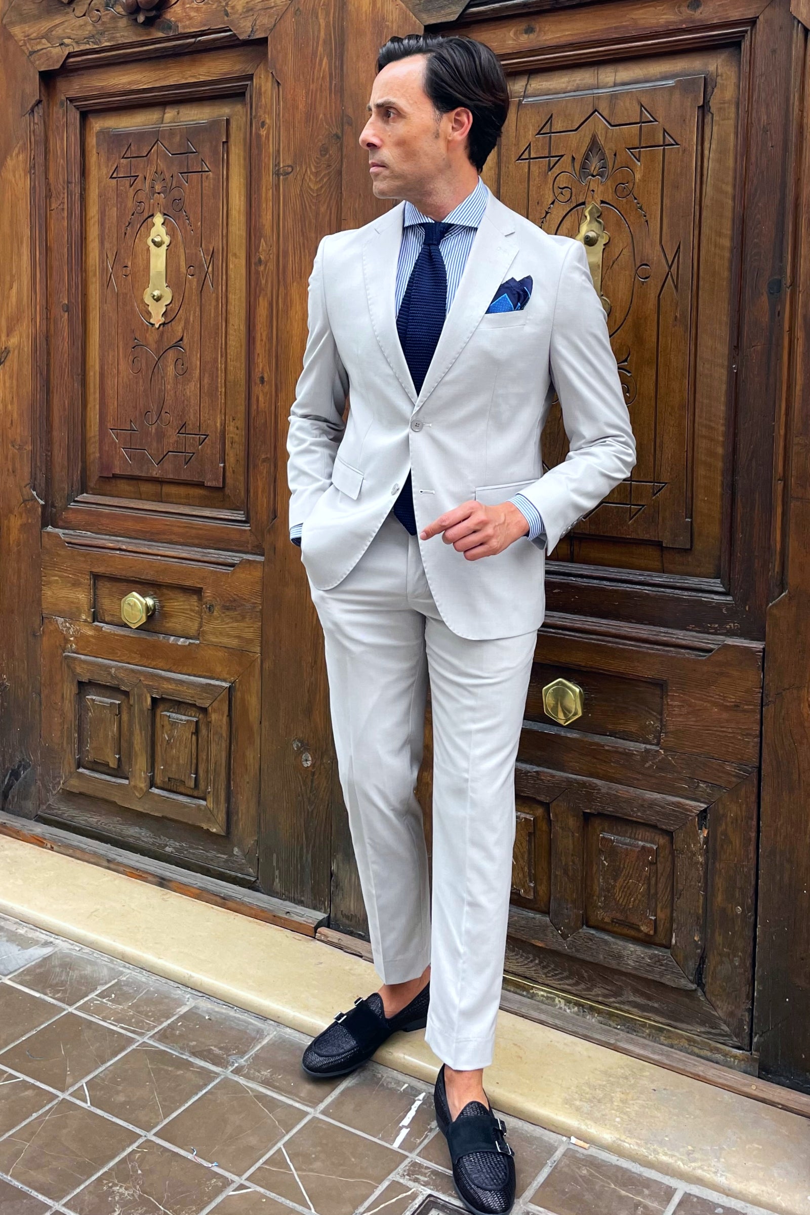 Traje Gris Boda Hombre De Día Traje Gris De Tres Piezas Para
