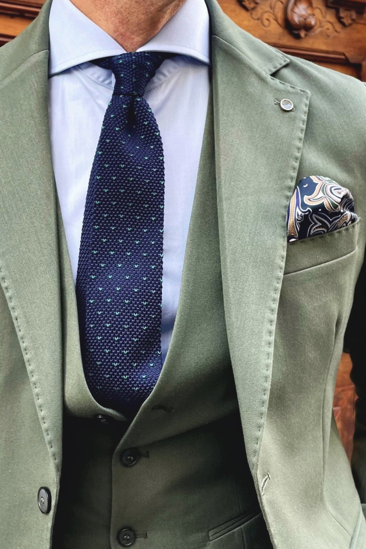 Corbata tricot pois